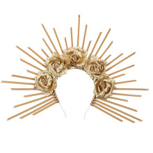 (Golden Flowers) Halloween Crown Hair Band Household Fashionable Fixing Hair Tools for Daily Use