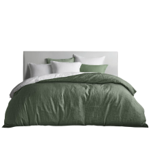 Cotton Bedding Set Breathable and Soft Green 200x200 cm — reversible bedding, stonewashed bedding, bedroom textiles