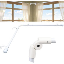 Tringle à rideaux d'angle réglable robuste et moderne 76-345 cm Blanc — tringle rideau, barre rideau