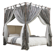 Bett-Baldachin mit Moskitonetz Set Elegant Grau 120x200x210 cm — betthimmel, insektenschutznetz, boho schlafzimmer deko