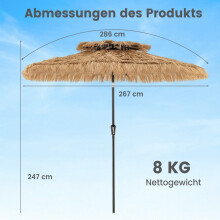 Havajský tiki slnečník na terasu, 247 cm, PE slamka