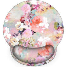 Ergonomic Mouse Pad with Wrist Support, Pink Peonies Floral, Non-Slip Rubber Base, Comfortable Desk Accessory for Home O