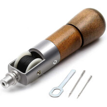 Lederen naaipriem reparatieset met 2 naalden en gewaxte draad, handgereedschap voor schoenen, tassen, riemen, canvas en