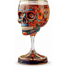 High Borosilicate Skull Goblet, Food-Safe Stemmed Wine Glass for Bar Display, Whiskey, Spirits and Beverages