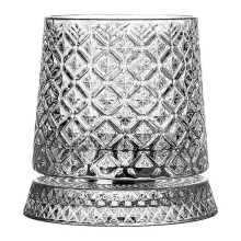 280ml Rotating Crystal Whiskey Glass with Base, Premium Beer and Liquor Tumbler, Creative Relief Design for Home Bar