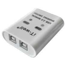 USB-printerswitch, 2-in-1-uit handmatige KVM-switch, 2-poorts printerselector voor thuiswerkplekken en kleine bedrijven.
