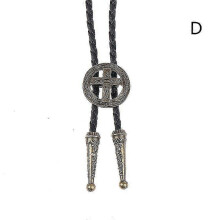 Vintage cowboyhoed, legering, bolo-das voor heren met lange leren ketting voor een western-outfit