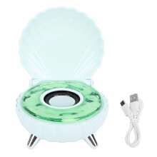 Bluetooth stereoluidspreker in schelpvorm met kleurrijk nachtlampje, 1200 mAh, voor decoratie op de slaapkamertafel.
