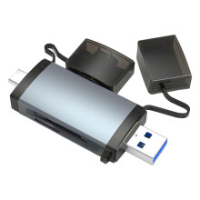 2-poorts USB-C en USB 3.0 kaartlezeradapter voor snelle gegevensoverdracht, ondersteunt meerdere kaarttypen, meerkleurig