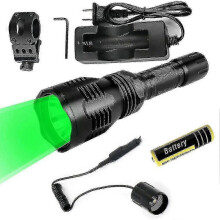 Taktische LED-Taschenlampe mit grünem Licht, Fernbedienung, wiederaufladbare Jagdlampe für Camping und Bergsteigen