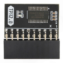 20-pins TPM 2.0-beveiligingsmodule voor Windows 11, compatibele cryptoprocessor met 2 x 10-pins header.