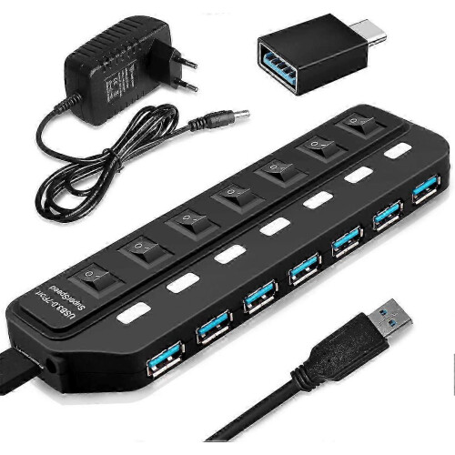 Ενεργός κόμβος δεδομένων USB 3.0 7 θυρών για φόρτιση και γρήγορη μεταφο