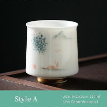 110ml Lamb Fat Jade Ceramic Tea Cup, Hand Painted White Porcelain Kung Fu Tea Cup for Tea Ceremony and Daily Use