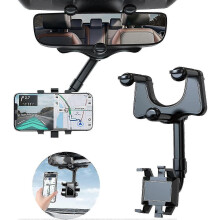 Telefoonhouder voor de achteruitkijkspiegel in de auto, 360 draaibaar en uitschuifbaar, geschikt voor alle telefoons,