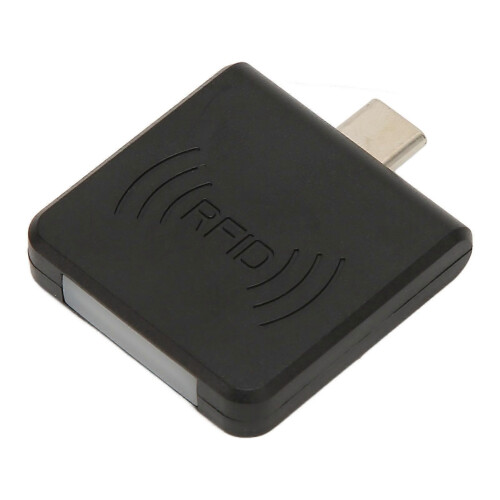 RFID ID Mobile Phone Card Reader, USB-C Interface, 125 kHz Portable Smart Card Reader, Black Compact Design 2