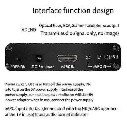 HDMI eARC ARC Audio Extractor, Μετατροπέας 192KHz, Προσαρμογέας eARC σε RCA για τηλεόρασ 2