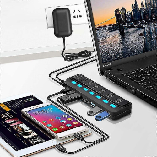 Ενεργός κόμβος δεδομένων USB 3.0 7 θυρών για φόρτιση και γρήγορη μεταφο 1