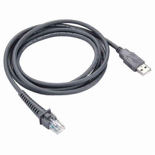 2m USB A to RJ45 Adapter Cable for Barcode Scanners, Gray, Durable Data Connection Cord for Reliable Use 1