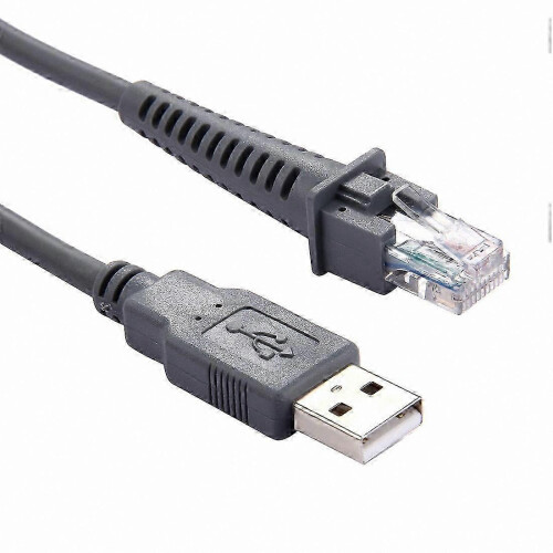 2m USB A to RJ45 Adapter Cable for Barcode Scanners, Gray, Durable Data Connection Cord for Reliable Use 2
