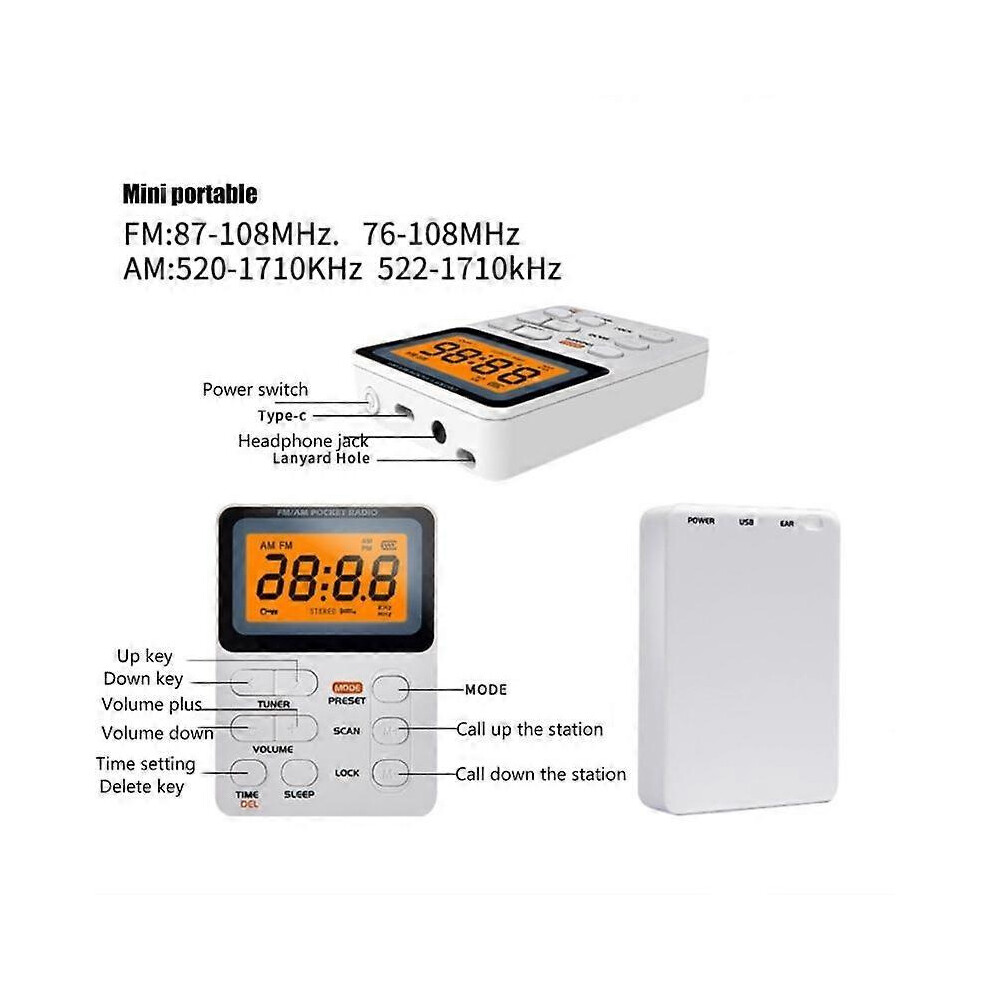 Radio AM/FM portable rechargeable avec écouteurs, petite radio ...