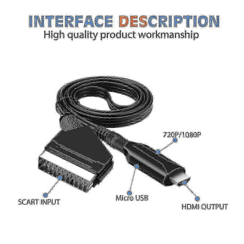Καλώδιο προσαρμογέα SCART σε HDMI, μετατροπέας ήχου και βίντεο "όλα σε ένα 2