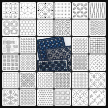Set van 32 geometrische honingraat-schildersjablonen voor wanddecoratie, scrapbooking, knutselen en thuisgebruik.