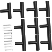 10er-Packung mattschwarze, T-förmige Türknöpfe aus Edelstahl für Schränke, Kleiderschränke und Schminktische