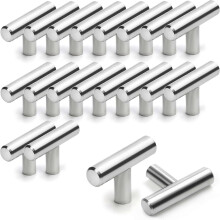 Set mit 20 Küchenschrankgriffen, 50 mm T-förmige Edelstahlgriffe für Schubladen, Schränke, Türen, Möbel und Bad
