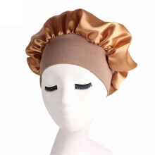 (Gold) Sleeping Bonnet Hair Wrap Silk Satin Cap Women Elastic Night Soft Hat Headwear