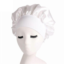 (White) Sleeping Bonnet Hair Wrap Silk Satin Cap Women Elastic Night Soft Hat Headwear
