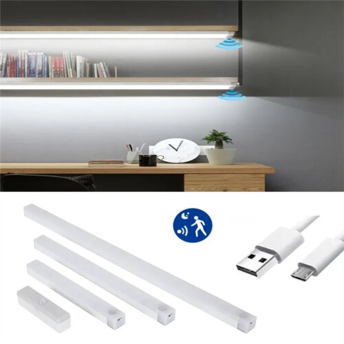 LED Strip Light Rechargeable Motion Sensor Night Light Portable Sensor Cabinet Light Kitchen Stair Lighting Warm Light