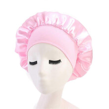 (Pink) Sleeping Bonnet Hair Wrap Silk Satin Cap Women Elastic Night Soft Hat Headwear