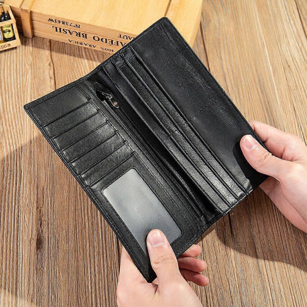 MenâS Genuine Leather Card Holder Wallet, Slim Cowhide Billfold With Multiple Card Slots And Rfid Blocking Protection 3012855357861