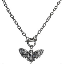 Chokerketting met hanger in de vorm van een doodsmot, metalen mode-sieraad, unisex gotische stijl, verstelbare lengte.
