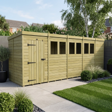 19 x 5 Pent Shed Tanalised (Single Door, With Windows)