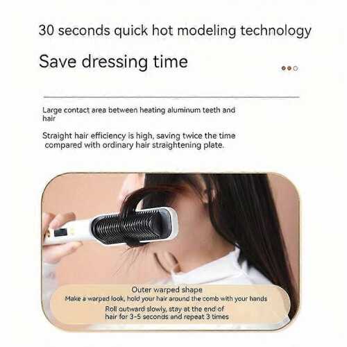 Professional Ionic Straightening Hair Brush, Fast Heating Ceramic Comb with Auto Lock and Folding Function 2