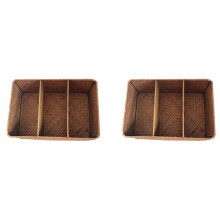 2X 3-Section Wicker Baskets for Shelves, Hand-Woven Seagrass Storage Baskets Toilet Paper Basket Large