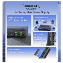 Docreate 36W 12V UPS Uninterruptible Power Supply Router Monitoring Battery Life Power Supply EU Plug