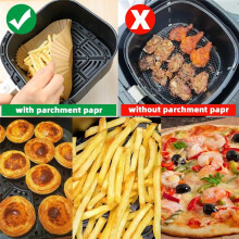200 Stuks Luchtfriteusevoeringen Wegwerp, 9 Inch Vierkante Luchtfriteuse Perkamentpapiervoeringen voor 5-8QT Luchtfriteuse, Antiaanbaklaag Waterdicht