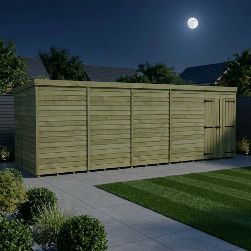 19 x 6 Pent Shed Tanalised (Double Door, No Windows) 2