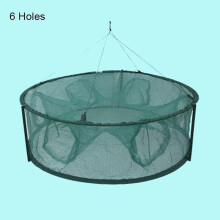 (6 Holes) Automatic Fishing Net Trap Cage Round Shape Opening for Crabs Crayfish Lobster