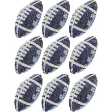 (blue) 9 Pack Sequin Football Patches,Trucker Hat Patches,Iron on Rugby Fabric Patches