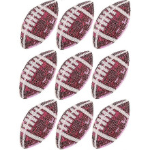 (red) 9 Pack Sequin Football Patches,Trucker Hat Patches,Iron on Rugby Fabric Patches