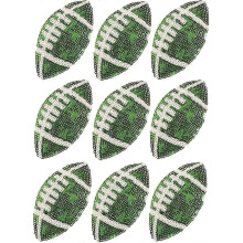 (Green02) 9 Pack Sequin Football Patches,Trucker Hat Patches,Iron on Rugby Fabric Patches