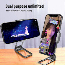 (Black) New Upgraded Back Clip Type 360 Folding Bracket, Cell Phone Stand