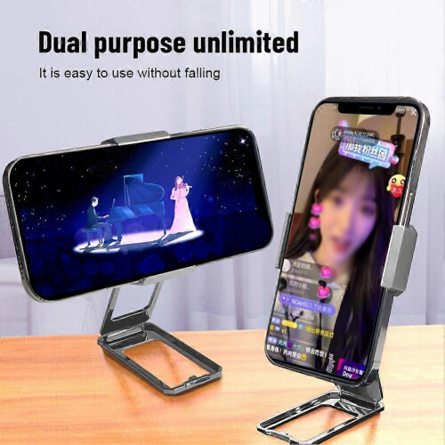 (Black) New Upgraded Back Clip Type 360 Folding Bracket, Cell Phone Stand