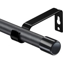 Tringle à rideau simple réglable en acier mat robuste noir 76-198 cm — tringle rideau, tringle chambre