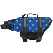 (XXS, Blue Polka Dots) Reflective Pet Life Jackets Adjustable Dog Swimming Reflective Safe Vest Pet Life Preserver