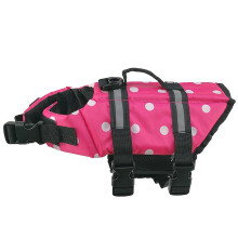 (M, Pink Polka Dots) Reflective Pet Life Jackets Adjustable Dog Swimming Reflective Safe Vest Pet Life Preserver