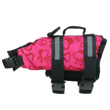 (L, Pink Palm) Reflective Pet Life Jackets Adjustable Dog Swimming Reflective Safe Vest Pet Life Preserver